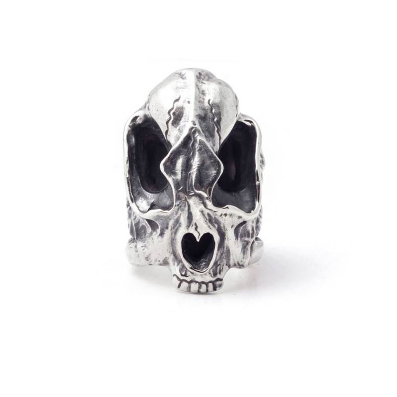 Säbelschädel-Silberring, Herren-Biker-Ring, Großer Silberner Totenkopf-Ring, Tierschädel-Schmuck von JungleTribeJewelry