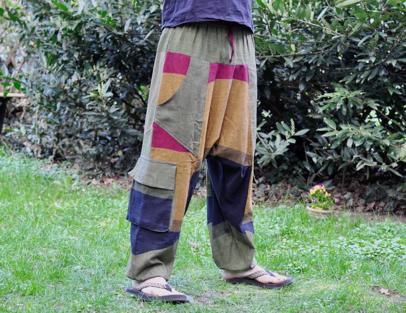 Leichte Haremshose Für Männer ~ Saroual 4 Farbkombinationen Taschen Luftiger Baumwollstoff Aladin Hose Goa Festival Jungle Leichte Haremshose Für Männer ~ Saroual 4 Farbkombinationen Taschen Luftiger Baumwollstoff Aladin Hose Goa Festival Jungle von JungleTripWear