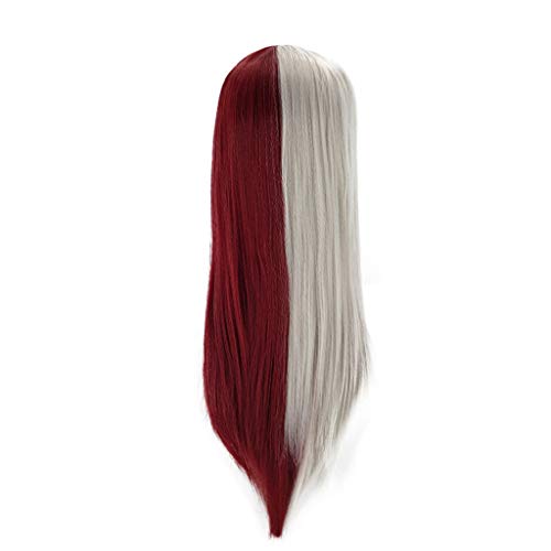 Braune Perücke Mit Highlights und Perücken gerade rote natürliche volle Frauen-weiße Perücke Cosplay lange Partyperücke Hotel Figuren (White Red, One Size) von Junhasgood