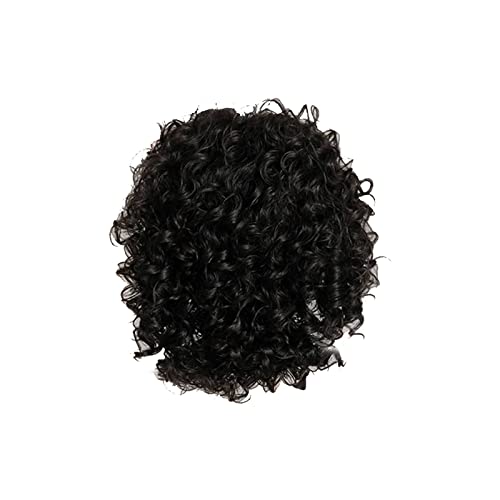 Cosplay Perücke Schwarz Schulterlang Afrikanisches kurzes lockiges Haar Kleines lockiges Haar Schwarze Perücke Haarset Rosennetzmechanismus Faserperücke Döner Kostüm Herren (A #5, One Size) von Junhasgood