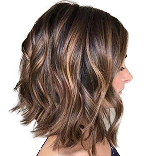 Courte Bob Perruque Bresilienne Haarverlängerungen, Donut-Haar-Chignons, Haarteil, Haarteil, synthetische Pferdeschwanz-Erweiterungen, Haargummis für Frauen Court bob sans Colle (Brown-e, One Size) von Junhasgood