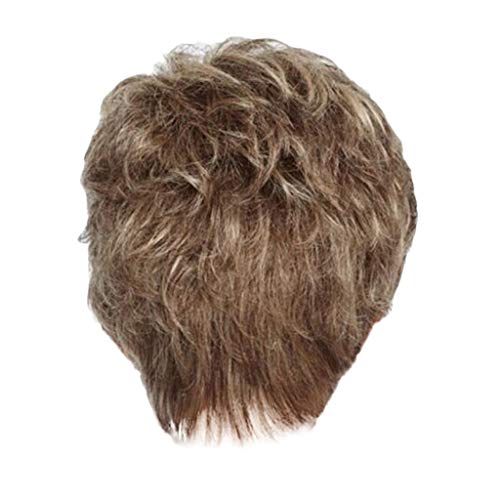 Damen Perücke Blond Echthaar Kurze Perücke Brown kurze Perücke volle Frauenkangeln Mode Perücke cooler Stil reizvolle Perücke Haarhaube Seide (Brown-5, One Size) von Junhasgood