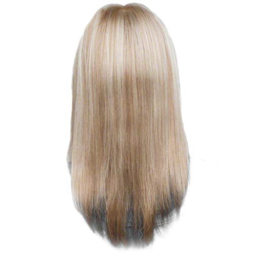 Damen Perücke Blond Echthaar Volle gerade Perücke Coole Perücke Mode Perücke Sexy kurze Damen Styling Perücke Perücke Haarhaube Seide (White-4, One Size) von Junhasgood