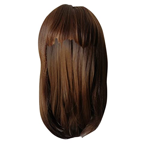 Echthaar Perücke Kupferrot gerade Perücke für Frauen elegante Perücken mittellanges Haar Perücken Damen Glatt (Brown, One Size) von Junhasgood