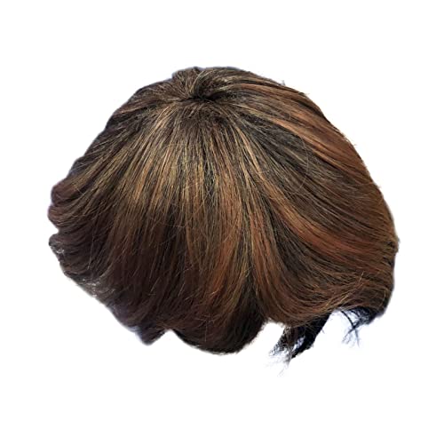 Echthaarperücke Schwarz Locken Flauschige schwarze Perücke mit braunem Farbverlauf von Button Perücke Dreadlocks Blau (2-Gold, One Size) von Junhasgood