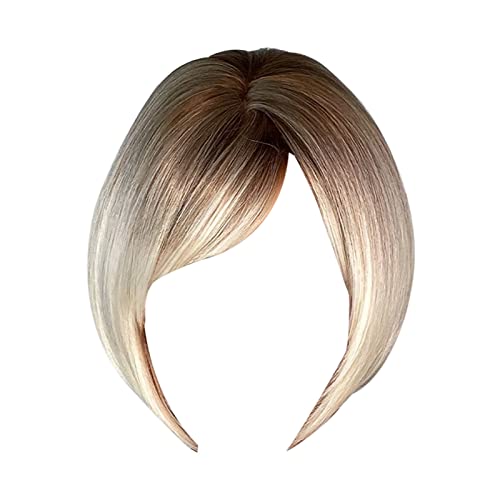 Gelbe Perücke Damen Synthetische Perücke 14 Farbverlauf Glatt Wellig Langes Lockiges Haar Modisch Sexy Schön Für Jeden Tag Party Cosplay Damenperücke Perücke Kurz Lockig (c-Brown, One Size) von Junhasgood