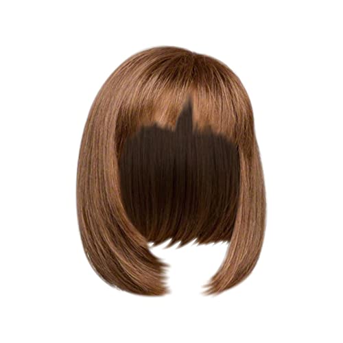 Gerade Kurze Charmante Bob mit Die Franse Perücken für Frau Hitzebeständige Synthetische Faser Party Cosplay Kostüm Tägliche Perücke (Brown, One Size) von Junhasgood