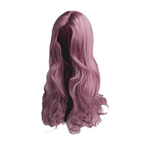 Glatte Haare Haarperücke lila große Welle langes lockiges Haar High Fashion Chemicals Fiber Perücke Kostüm Wikinger Damen (Purple, One Size) von Junhasgood