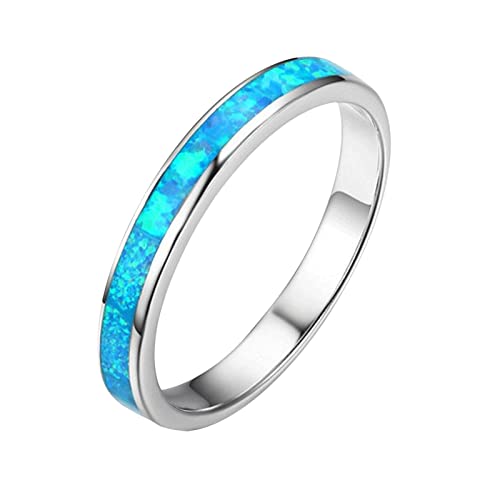 Größe Einstellbare Verstellbare Schmuck Ringe Geschenke für Frauen Inlay Erstellt-Opal Ringe Hochzeit Mode Herren Bands Verlobung Hochzeit Trauringe größenverstellbar für Herren und Damen (Blue, 7) von Junhasgood