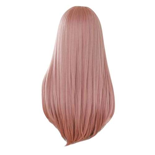 Haar Zubehör Blond langes Haar, europäischer amerikanischer Stil, natürlicher Vollkopf-Satz, braunes glattes Haar mit modischem Ganzoberhaar-Satz Blaue Perücke Männer (Pink, One Size) von Junhasgood