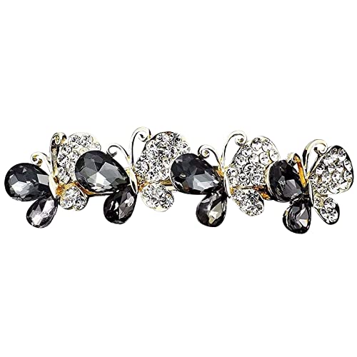 Haaraccessoires für Frauen Schmetterlings-Kristall-Strass-Haarspange Elegantes Temperament Pferdeschwanz Horizontaler Clip Schillernde Strass-Mädchen-Haarspange Mädchen Vintage Haar (Grey, One Size) von Junhasgood