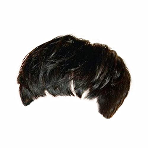 Haarnetz Nacht Herren Beauty Short Straight Hair Border Commerce Heißes schwarzes flauschiges kurzes Haar Hochtemperatur-Seidenfaser-Kopfbedeckung Mode-Frisur Perücken Lange Haare (Black-D, One Size) von Junhasgood