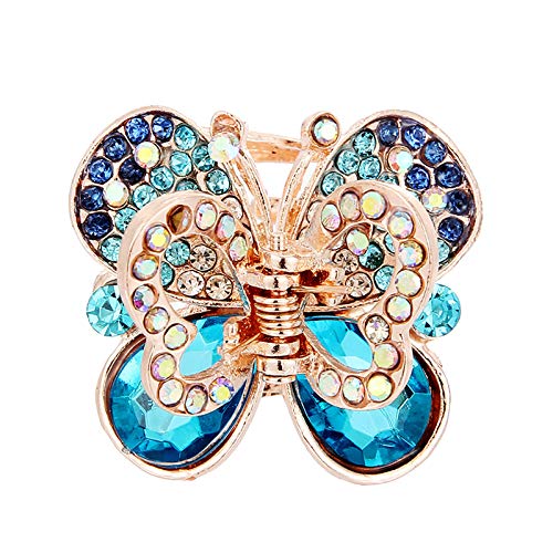 Haarspangen Metall Haarnadel Mädchen-Kristallhaar-Frauen-Bogen-Klipp für Rhinestone-seltene Knall-Greifer-Haarspange Mädchen Vintage Haar Accessoires (blue, One Size) von Junhasgood