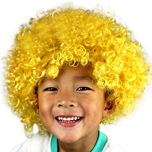 Haarteil Zopf Rotbraun Disco Perücke Afro Clown Maskerade Haar Afro Fußball Haar Fan-Kids Party Perücke Wikinger Kostüm Herren (E, One Size) von Junhasgood