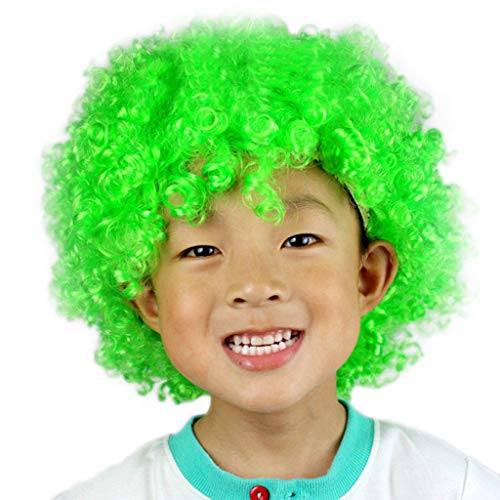 Haarteil Zopf Rotbraun Disco Perücke Afro Clown Maskerade Haar Afro Fußball Haar Fan-Kids Party Perücke Wikinger Kostüm Herren (G, One Size) von Junhasgood