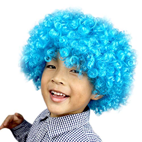 Haarteil Zopf Rotbraun Disco Perücke Afro Clown Maskerade Haar Afro Fußball Haar Fan-Kids Party Perücke Wikinger Kostüm Herren (I, One Size) von Junhasgood