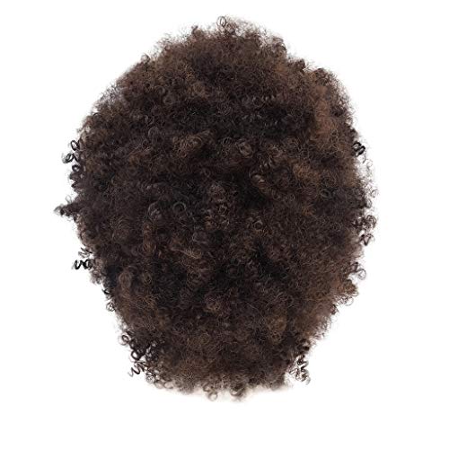 Haube Damen Haare Färben für lockige Synthetik Natürliche Damen Kurze Amerikanische Perücken Perücke Zopf Extension Locken Kurz (Brown, One Size) von Junhasgood