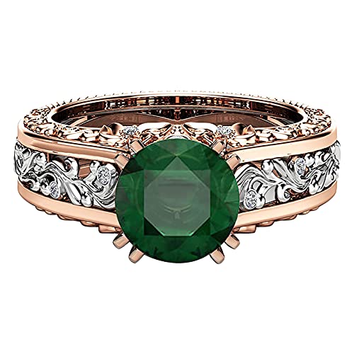 Junhasgood Gürtel Mit 2 Ringen Damen Damen Farbring Geschenk Rose Trennung Schmuck überzogener Goldring Legierungsringe Damen Ringe Rose (Green, 8) von Junhasgood