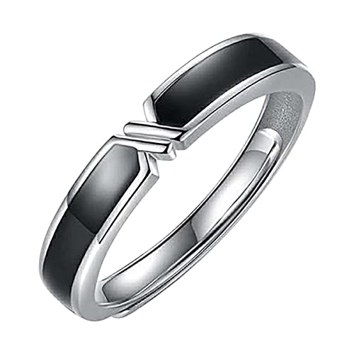 Junhasgood Hand Ringe Krawatte Paar Ring für Männer und Frauen Ring Mode Vielseitiger Gel Drop Open Ring Einstellbarer Silberring ene Männer Ringe (B, A) von Junhasgood