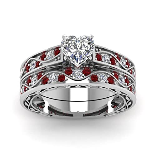 Junhasgood Ich Genug Ringe Inspirative Ermutigungsringe Handgefertigter Verlobungsschliff Schmuckstein Hochzeitsgeschenk Luxus Weißer Ring Ringe Premium Quality Herren (Red, 10) von Junhasgood