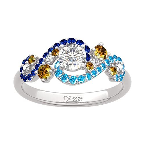 Junhasgood Initial Rings Mode Frau Ring Verlobungsstil Zirkon-Intarsi-Ringringe für Frauen Tastatur Ringe (Colour, One Size) von Junhasgood