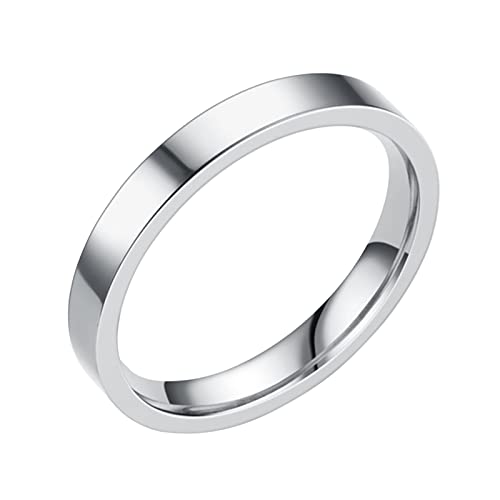 Junhasgood Ringbox Für 2 Ringe 3MM Edelstahl Massive Ringe Ehering Ringe Für Frauen Ringe Für Männer Glatte Ringe Geometrie Ringe Größe 6 13 Ringe Decke (Silver, 13) von Junhasgood