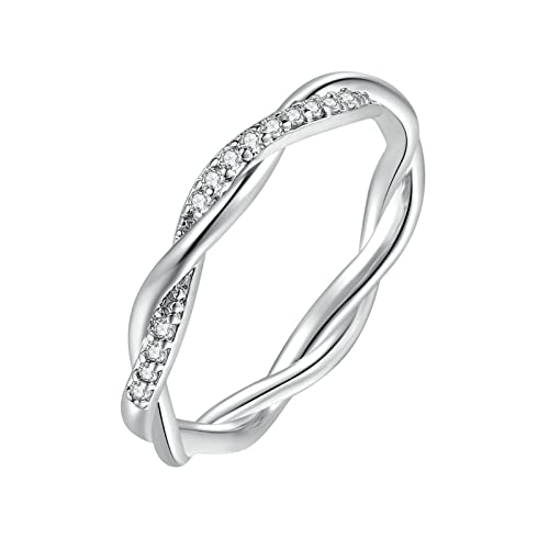 Junhasgood Ringe Anillos Zirkonia Weibliche Ring Ringe Für Frauen Frauen Modische Ringe Mode Kreuzgewickelte Mujer Ringe Lenker Ringe (Silver, 6) von Junhasgood