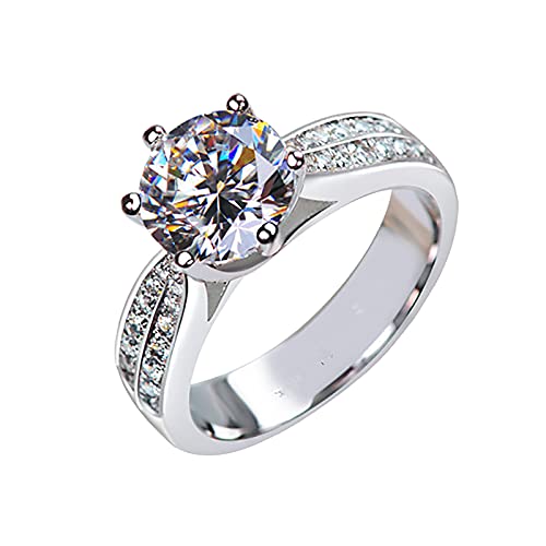 Junhasgood Ringe Für 2 Weiblicher Ring-Frauen-Schmucksache-Zirkonia-Geschenk-Ring mit glänzenden Ringen Halfter Mit Ringen (White, 10) von Junhasgood