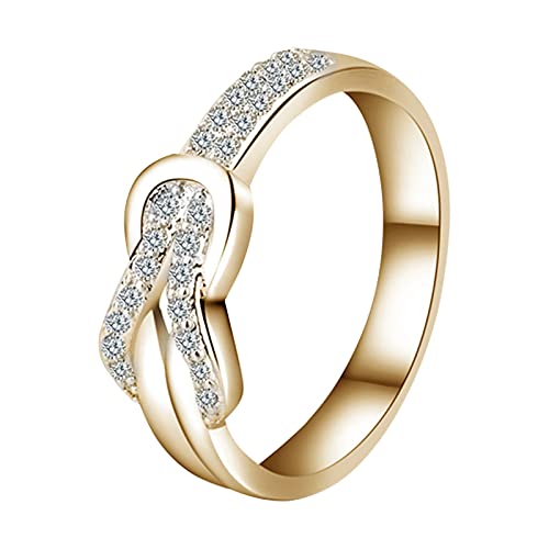 Junhasgood Ringe Zirkonia überzogener Ring Promise Knot Rope Gold für Frauen Love Love Friendship Ring Knot Rings Ringe in Rose (D, One Size) von Junhasgood