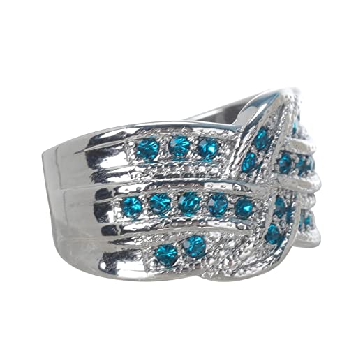 Junhasgood Silber Anxiety Ring Blau Geschenk-Verpflichtungs-Silber 925 Frauen-Ring-Schmucksache-Brautringe Metall Ring (Blue, 6#) von Junhasgood