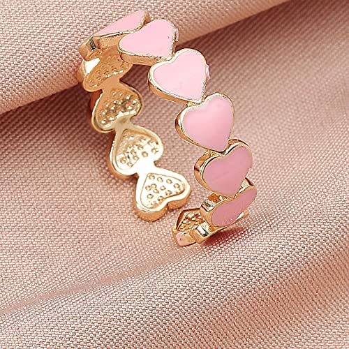 Junhasgood Vorhang Ringe Schwarz Liebesring Herz rund für Frauen Schmuck Öffnung Mädchen Ring und formverstellbare modische Ringe Ringe Nähen (Hot Pink, One Size) von Junhasgood