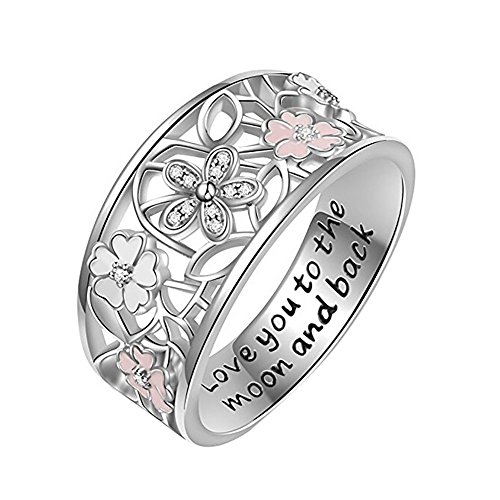 Junhasgood ene Ringe 585 Geburtstag Kirschen-Bohren EIN Blütenring kreativer Ring Geschenke Ehering Ringer Acetat (Silver, 10#) von Junhasgood