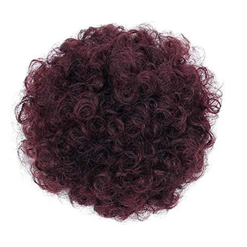 Kinderperücke Schwarz Pferdeschwanz Haarteil Afro Puff Perücke Haarring Brötchen Kunsthaar Perücken Herren (C, One Size) von Junhasgood