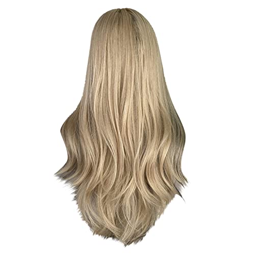 Lange Gewellte Perücken Für Frauen Lange Lockige Perücke Frauen Lange Haar mit Roots Lockig Wig für Frauen Perücke für Frauen für Kostümparty (Beige-4, One Size) von Junhasgood