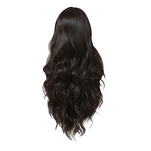 Lange Lockige Perücke Gewellte Perücken Mit Dunkle Perücke Lang Lockige Wig für Damen Körperwellenperücke Lockig Lang für Kostümparty (Black-D, One Size) von Junhasgood