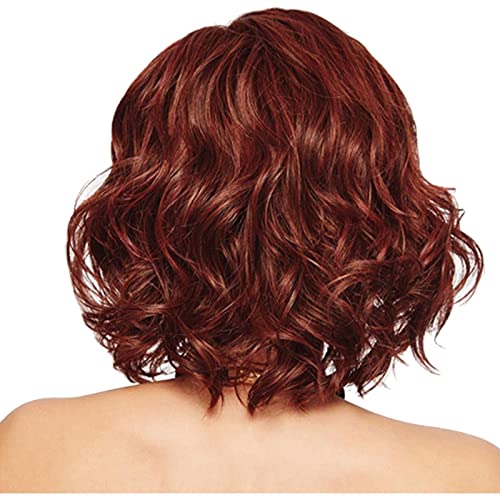 Lange Lockige Perücke Perücke mittelscheitel Frauen Perücken Perücke Lang Lockige Wig für Damen Lange Lockige Welle Synthetische Perücke für Kostümparty (A-Red, One Size) von Junhasgood