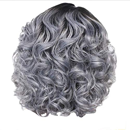 Lange Weihnachtsperücke Perücke für Frauen mit Natürlichem Welligem Lockigem Haar Mittelteil Perücken Party Cosplay Tägliche Verwendung (f-Grey, One Size) von Junhasgood