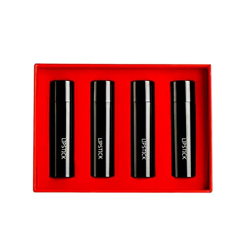 Lipgloss Mädchen Bio [4 Stück] Schwarz Rose Weiß Lippenstift Geschenkbox Set Velvet Mattes Lippenstift Langanhaltender Tragekomfort Wasserfester Lippenstift Set (Black, One Size) von Junhasgood