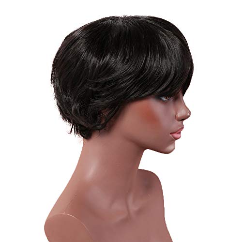 Lovestory Perücke Volle Perücke kurze Bob Schwarze Haare brasilianisches charmant für Mode Frauen Perücke Männer Perücke Blond Kurz (2-black, One Size) von Junhasgood