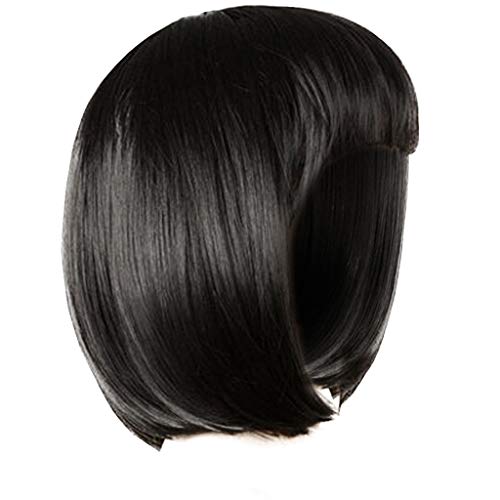 Lovestory Perücke Volle Perücke kurze Bob Schwarze Haare brasilianisches charmant für Mode Frauen Perücke Männer Perücke Blond Kurz (3-Black, One Size) von Junhasgood