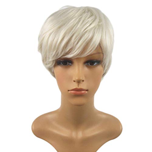 Lovestory Perücke Volle Perücke kurze Bob Schwarze Haare brasilianisches charmant für Mode Frauen Perücke Männer Perücke Blond Kurz (White-e, One Size) von Junhasgood