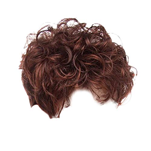 Neon Gelbe Perücke Lange Haare Modeperücke Perücke Perücke Sexy Perücke volle Damen Cool Styling lockige kurze Perücke Sexy Kostüme (Brown, One Size) von Junhasgood