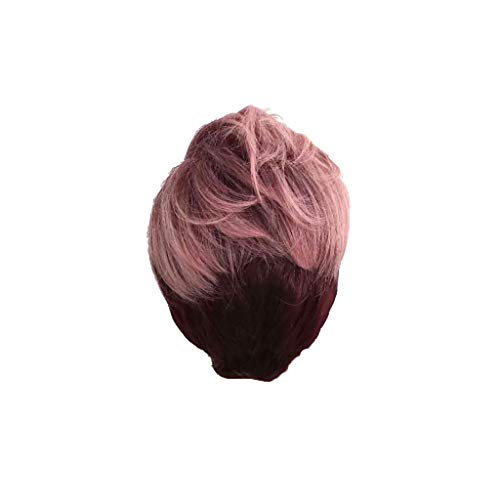 Perruques de Cheveux Humains Brésiliens Kurze Perücke gewellt schwarz Mode Frauen Front synthetische Perücken sexy lockige rosa Perücke Perruque Femme Naturelle Synthétique (pink-F, One Size) von Junhasgood