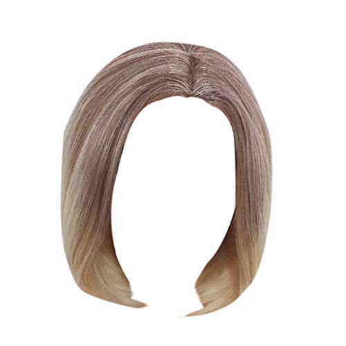 Perruques de coupe de lutin Perücke Synthetische Mischung Lockiges Haar Perücken Volle Frauen Natürliche Farbverläufe Gold Kurze Perücke Courte Bresilienne Raides Coupe pour Femme (c-gold, One Size) von Junhasgood