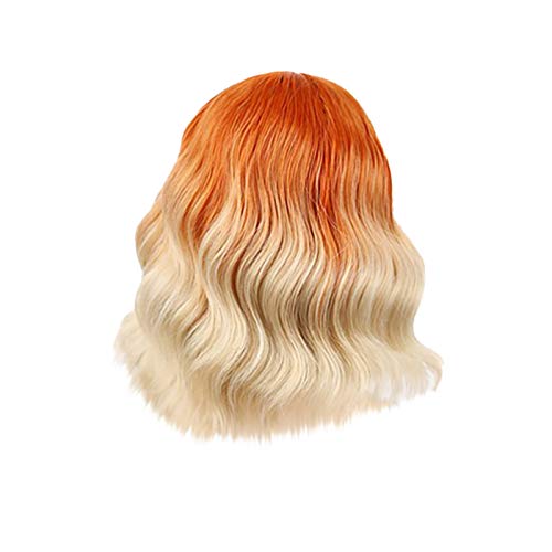 Perücke Blond Herren Heat Silky Bob Damen kurze gewellte gewellte Perücke mit widerstandsfähigem synthetischem Natürliche Perücke Perücke Damen Locken (Orange, One Size) von Junhasgood