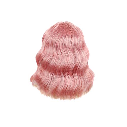 Perücke Blond Herren Heat Silky Bob Damen kurze gewellte gewellte Perücke mit widerstandsfähigem synthetischem Natürliche Perücke Perücke Damen Locken (Pink, One Size) von Junhasgood