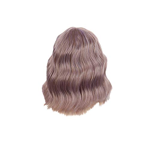 Perücke Blond Herren Heat Silky Bob Damen kurze gewellte gewellte Perücke mit widerstandsfähigem synthetischem Natürliche Perücke Perücke Damen Locken (Purple, One Size) von Junhasgood