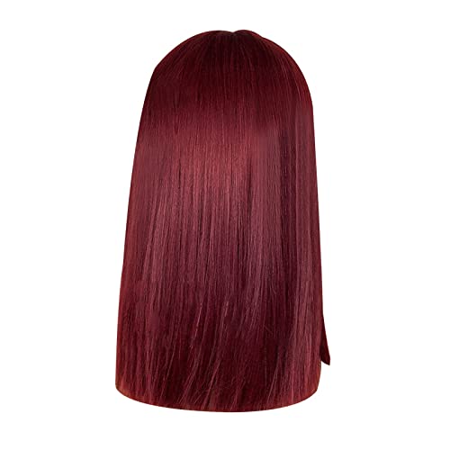 Perücke Blond Karneval im europäischen amerikanischen Stil, weinrot, Damen, langes glattes Haar, geeignet für Partys, Festivals, Cosplay, 50 cm Perücke Kupfer Bob (Red, One Size) von Junhasgood