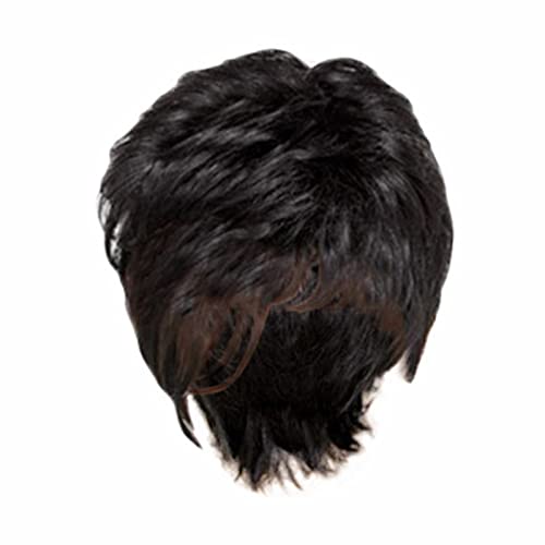 Perücke Clown Schwarz Kurzes lockiges Haar für Frauen, afrikanische Mode, afrikanische schwarze Perücke, Kopfbedeckung für schwarze Frauen, kurze Perücken, keine Perücke Herren (Black-g, One Size) von Junhasgood