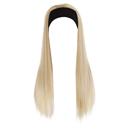 Perücke Dunkelbraun Damen perücke stirnband gerade perücke chem haarband lang kopfschmuck kopfbedeckung perücke haar damenperücke Perücke Blond Gelockt (C, One Size) von Junhasgood